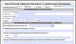 Imagen del formulario de creación de cuentas económicas