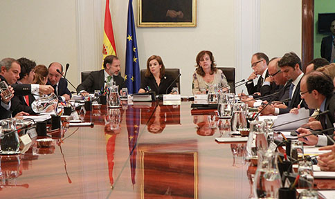Imagen de la vicepresidenta del Gobierno, en la reunión de la Comisión para la Reforma de las Administraciones Públicas